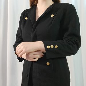 Talbots 100% Pure Wool Black Button Down Dress with shoulder pads, petite s/m